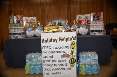 Table of donated food items 